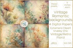 Vintage Floral Watercolor Old Romantic Digital Paper Bohemia Product Image 1