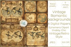 Watercolor Vintage Old Fantasy Maps Book Digital Paper Decor Product Image 1