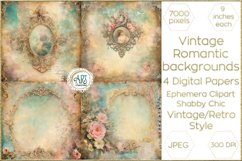 Vintage Watercolor Old Romantic Digital Paper Bohemian Decor Product Image 1