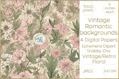 Vintage Floral Watercolor Old Romantic Digital Paper Bohemia Product Image 1