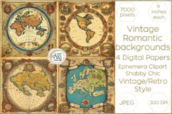 Vintage Watercolor Old Fantasy Maps Digital Papers Bohemian Product Image 1