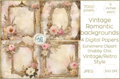 Vintage Rosey Mauve digital papers Boho Flowers old texture Product Image 1