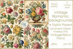 Vintage Classic digital papers Bohemian Floral fantasy art Product Image 1