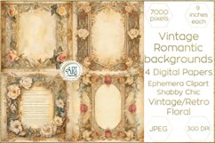 Victorian Ecru French red rose silk Scrapbook digital paper Product Image 1
