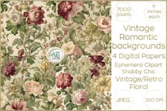 Watercolor Vintage Old Book Pages Floral Digital Paper Decor Product Image 1