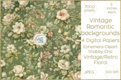 Watercolor Vintage Old Book Pages Floral Digital Paper Decor Product Image 1