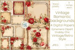 Watercolor Vintage Digital Paper Shabby Chic Bohemian Flower Product Image 1
