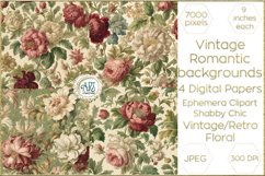 Vintage Floral watercolor Elegant pink peonies Digital Paper Product Image 1