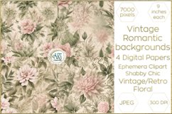 Watercolor Vintage Old Book Pages Floral Digital Paper Decor Product Image 1