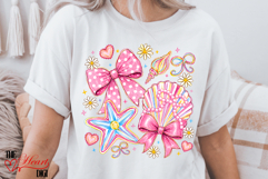 Coquette Summer Beach PNG, Preppy Coastal Seashell Shirt PNG Product Image 2
