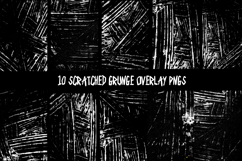 10 Gritty Scratched Grunge Overlays PNG Distressed Textures Product Image 3