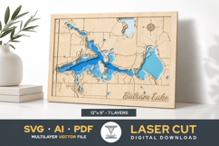 Balsam Lake 3D Wooden Map Laser Cut Files Product Image 1