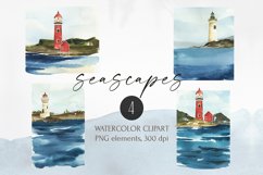  Watercolor seascape clipart. Lighthouses, sea, ocean, landscapes, nature