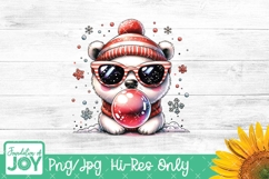 Christmas Polar Bear Sublimation design, cute polar bear art Product Image 1