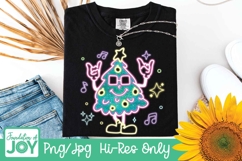 Neon Retro Dancing Christmas tree png, Merry Christmas Product Image 1