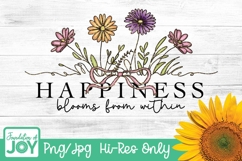 Happiness blooms from within png, Continuous Line art dtf Product Image 1