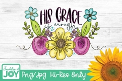 His Grace is Enough png, Continuous Line art, Wildflowers Product Image 1