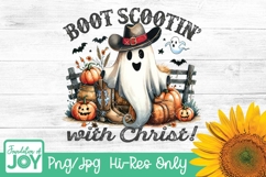 Boot Scootin with Christ png, Christian Halloween ghost Product Image 1