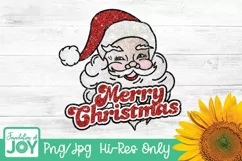 Faux Glitter Merry Christmas Santa, Vintage Santa png Product Image 1