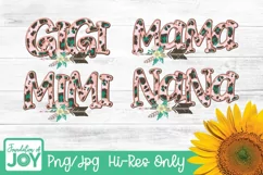Gigi, Mama, Nana, Mimi leopard print names sublimation, png Product Image 1