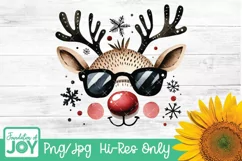 Boy Christmas Reindeer Png, Reindeer Face png Product Image 1