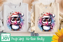 Christmas penguin sublimation design, splatter sublimation Product Image 3