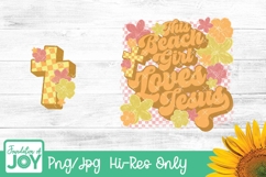 Thois beach girl loves Jesus png, retro, front and back art Product Image 1