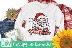 Faux Glitter Merry Christmas Santa, Vintage Santa png Product Image 2
