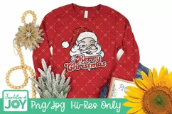 Faux Glitter Merry Christmas Santa, Vintage Santa png Product Image 4