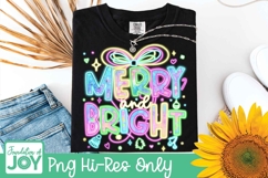 Neon Merry and Bright png, Neon Glow dtf Product Image 1