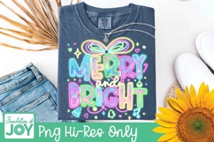 Neon Merry and Bright png, Neon Glow dtf Product Image 2