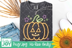 Neon Pumpkin png, neon Jackolatern, Cute kids halloween Product Image 3
