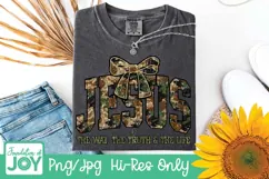 Glitter Camo Jesus png, The way the truth the life dtf Product Image 3