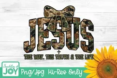 Glitter Camo Jesus png, The way the truth the life dtf Product Image 4