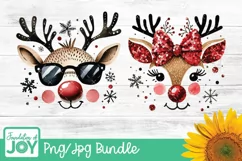 Reindeer Face png, Christmas PNG, Girl and Boy Reindeer Product Image 1