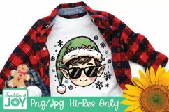 Christmas Elf with sunglasses Png, Boy Elf Face png Product Image 2