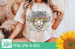 Be steadfast, Floral Buffalo png, Bible verse Product Image 2