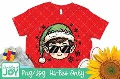 Christmas Elf with sunglasses Png, Boy Elf Face png Product Image 4