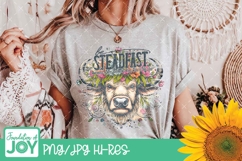 Be steadfast, Floral Buffalo png, Bible verse Product Image 3