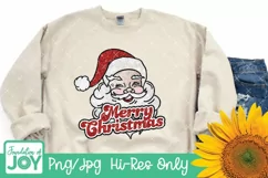 Faux Glitter Merry Christmas Santa, Vintage Santa png Product Image 3