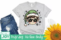 Christmas Elf with sunglasses Png, Boy Elf Face png Product Image 3