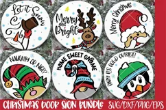 Christmas Door Signs, Christmas Characters svg, Round wood Product Image 1