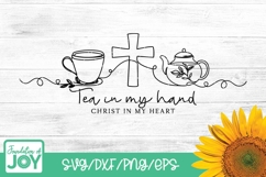 Tea in my hand Christ in my heart svg, Single Line Art Product Image 1
