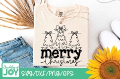 Merry Christmas, Continuous line art svg, Christmas trees Product Image 2