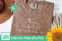 Faith Pumpkin svg, Continuous Line art, Christian Fall png Product Image 3