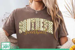 Southern Sweetheart PNG, Camo Checkered Varsity Shirt Product Image 2
