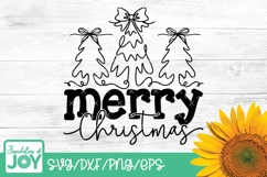 Merry Christmas, Continuous line art svg, Christmas trees Product Image 1