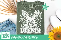 Jesus Loves me Deerly svg, Christian Christmas png Product Image 4