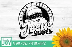 Santa gives but Jesus saves, Vintage Religious Christmas png Product Image 1