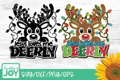 Jesus Loves me Deerly svg, Christian Christmas png Product Image 1